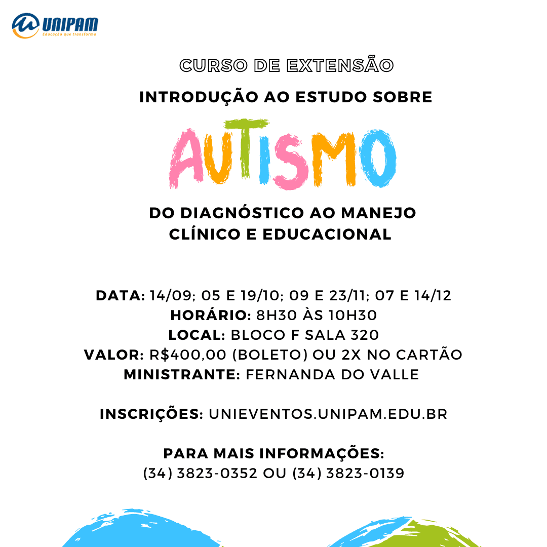 Imagem representando a temática do autismo, com repetição da palavra "autismo" em destaque e a descrição sobre o curso apresentado.